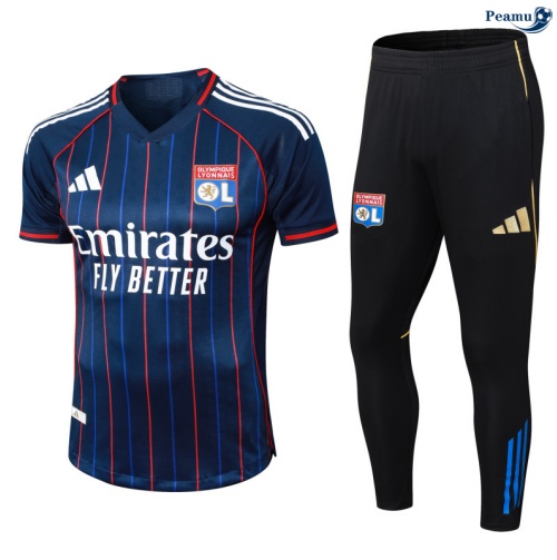 Maillot foot Kit Entrainement Lyon Training Noir/Bleu 2025-2026 peamu 0279