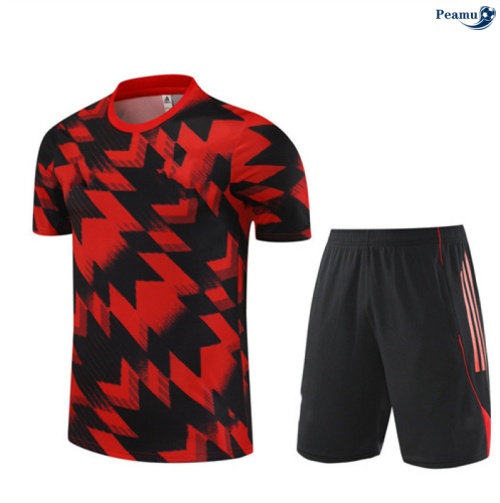 Maillot foot Kit Entrainement Manchester United + Shorts Rouge/Noir 2025-2026 peamu 0394
