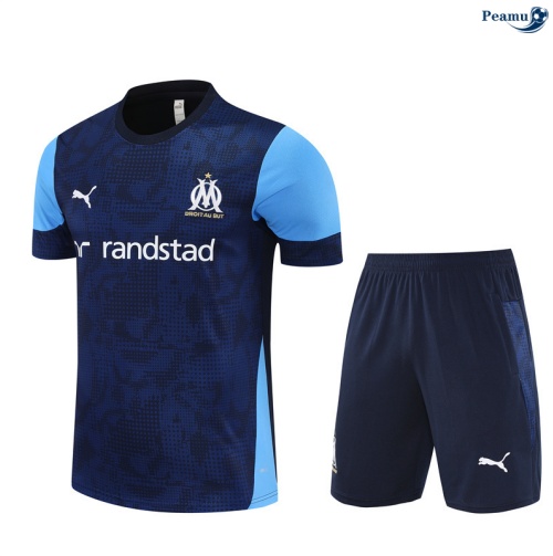 Maillot foot Kit Entrainement Marseille Enfant + Shorts Bleu Marine 2025-2026 peamu 0282