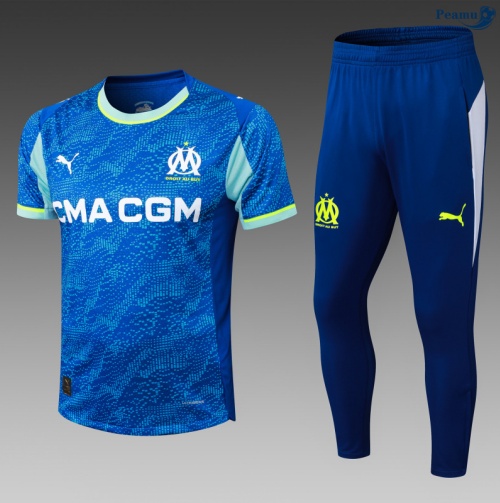 Maillot foot Kit Entrainement Marseille Training Bleu/Jaune 2025-2026 peamu 0286