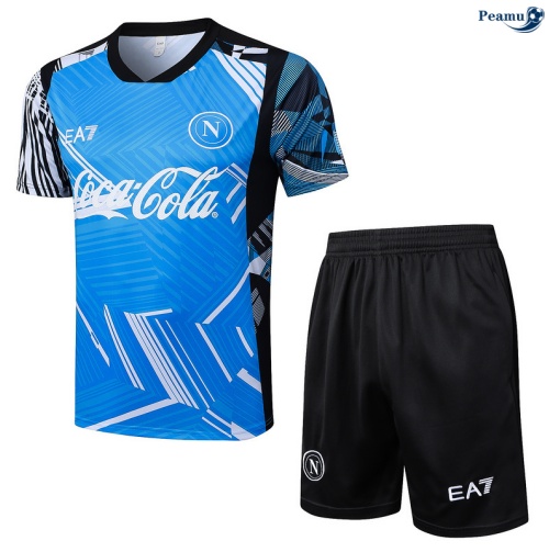 Maillot foot Kit Entrainement Naples + Shorts Bleu/Noir 2025-2026 peamu 0438