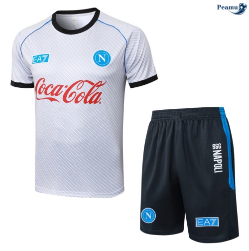 Maillot foot Kit Entrainement Naples + Shorts Gris 2025-2026 peamu 0439