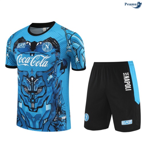 Maillot foot Kit Entrainement Naples + Shorts Bleu Clair/Noir 2025-2026 peamu 0440