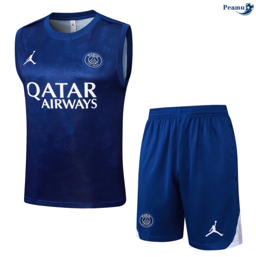Maillot foot Kit Entrainement PSG Debardeur + Shorts Bleu 2025-2026 peamu 0293