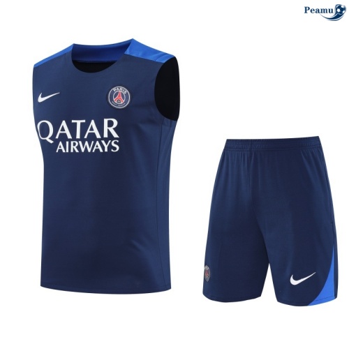 Maillot foot Kit Entrainement PSG Debardeur + Shorts Bleu Clair 2025-2026 peamu 0303