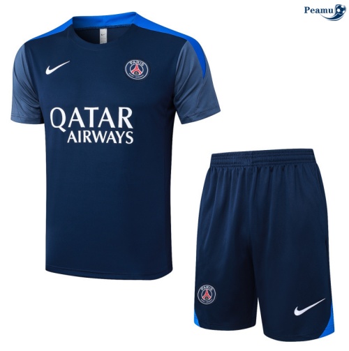 Maillot foot Kit Entrainement PSG + Shorts Bleu Marine/Bleu 2025-2026 peamu 0313