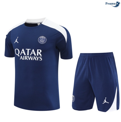 Maillot foot Kit Entrainement PSG + Shorts Bleu Marine/Blanc 2025-2026 peamu 0316