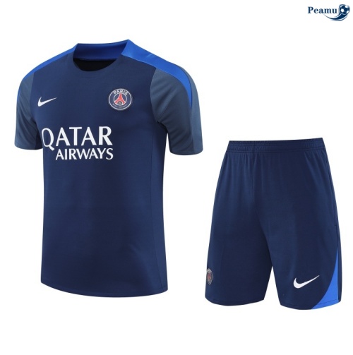 Maillot foot Kit Entrainement PSG + Shorts Bleu Marine/Bleu 2025-2026 peamu 0318