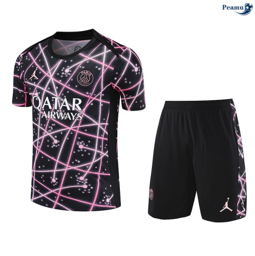 Maillot foot Kit Entrainement PSG + Shorts Rose/Noir 2025-2026 peamu 0319