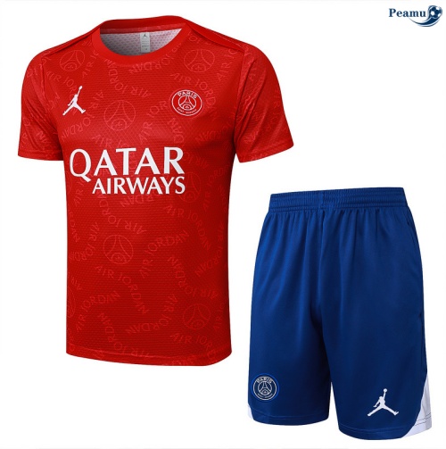 Maillot foot Kit Entrainement PSG + Shorts Rouge/Bleu 2025-2026 peamu 0325