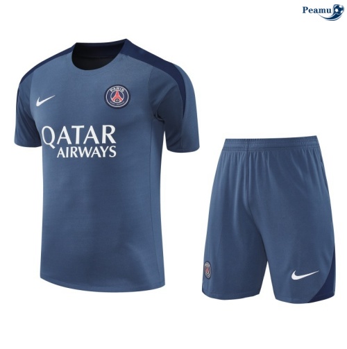 Maillot foot Kit Entrainement PSG + Shorts Gris/Bleu Marine 2025-2026 peamu 0328