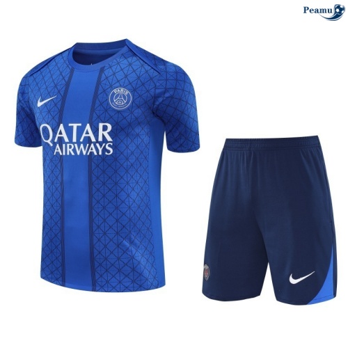 Maillot foot Kit Entrainement PSG + Shorts Bleu/Noir 2025-2026 peamu 0329