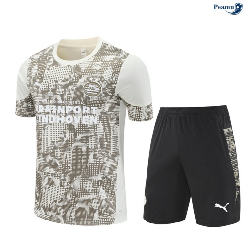Maillot foot Kit Entrainement PSV Eindhoven + Shorts abricot/Noir 2025-2026 peamu 0067