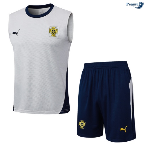 Maillot foot Kit Entrainement Portugal Debardeur + Shorts Blanc/Bleu Marine 2025-2026 peamu 0376