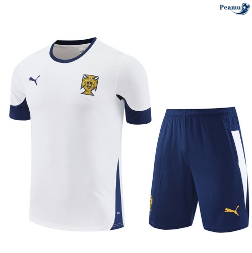 Maillot foot Kit Entrainement Portugal Enfant + Shorts Blanc/Bleu 2025-2026 peamu 0377