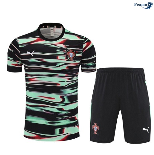 Maillot foot Kit Entrainement Portugal + Shorts Vert/Noir 2025-2026 peamu 0383