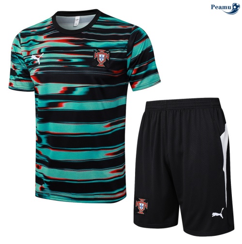 Maillot foot Kit Entrainement Portugal + Shorts Vert/Noir/Blanc 2025-2026 peamu 0384