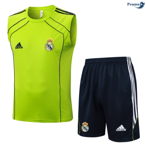 Maillot foot Kit Entrainement Real Madrid Debardeur + Shorts Vert/Noir/Blanc 2025-2026 peamu 0166