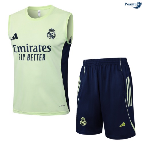 Maillot foot Kit Entrainement Real Madrid Debardeur + Shorts Vert/Bleu Marine 2025-2026 peamu 0181