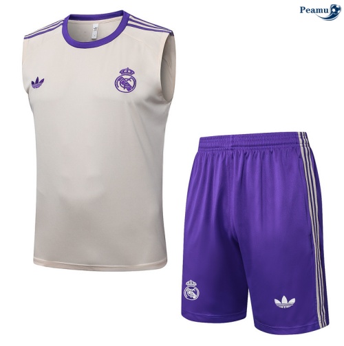 Maillot foot Kit Entrainement Real Madrid Debardeur + Shorts abricot/Violet 2025-2026 peamu 0187