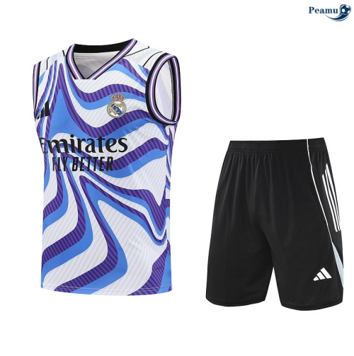 Maillot foot Kit Entrainement Real Madrid Debardeur + Shorts Violet/Noir/Blanc 2025-2026 peamu 0188