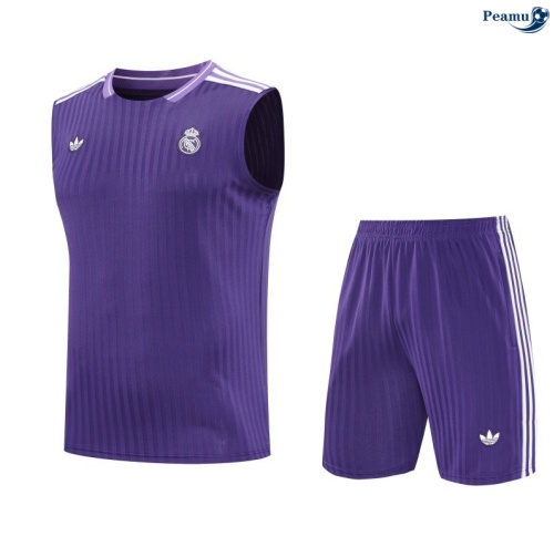 Maillot foot Kit Entrainement Real Madrid Debardeur + Shorts violet/Blanc 2025-2026 peamu 0190