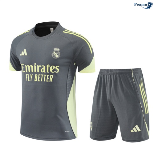 Maillot foot Kit Entrainement Real Madrid Enfant + Shorts Bleu Marine/Jaune 2025-2026 peamu 0197