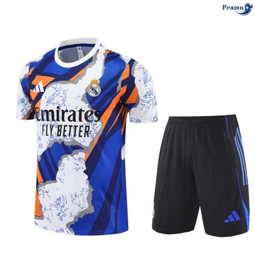 Maillot foot Kit Entrainement Real Madrid Enfant + Shorts Jaune/Bleu/Noir 2025-2026 peamu 0202