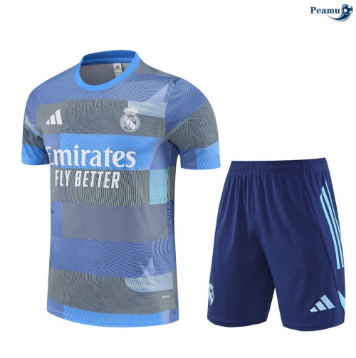 Maillot foot Kit Entrainement Real Madrid Enfant + Shorts Bleu Clair 2025-2026 peamu 0203