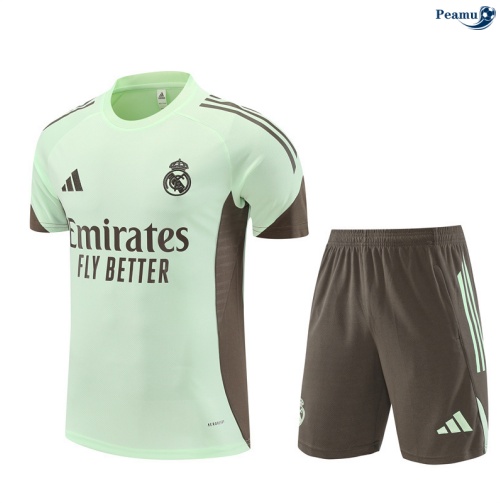 Maillot foot Kit Entrainement Real Madrid Enfant + Shorts Vert 2025-2026 peamu 0204