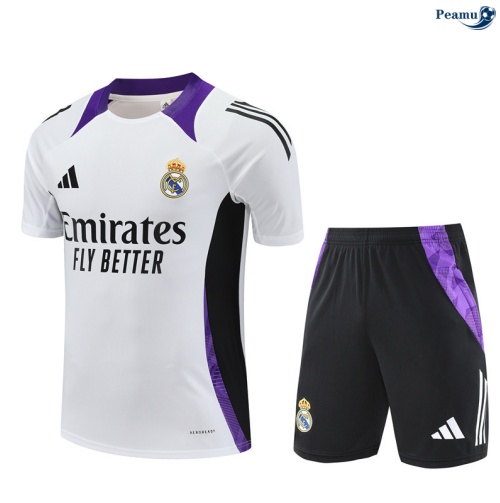 Maillot foot Kit Entrainement Real Madrid + Shorts Blanc/violet 2025-2026 peamu 0214
