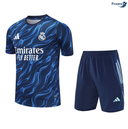 Maillot foot Kit Entrainement Real Madrid + Shorts Bleu Marine 2025-2026 peamu 0227