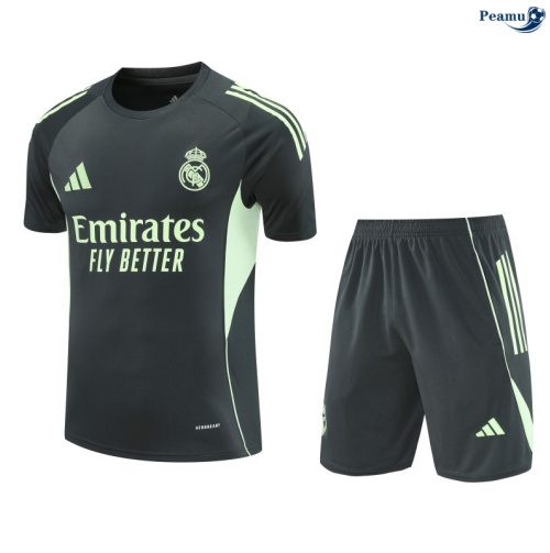 Maillot foot Kit Entrainement Real Madrid + Shorts Bleu Marine/Vert 2025-2026 peamu 0230