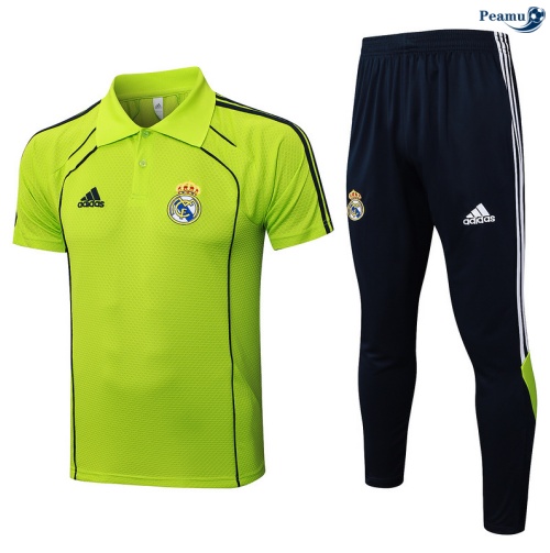 Maillot foot Kit Entrainement Real Madrid Polo + Pantalon Vert/Noir/Blanc 2025-2026 peamu 0232
