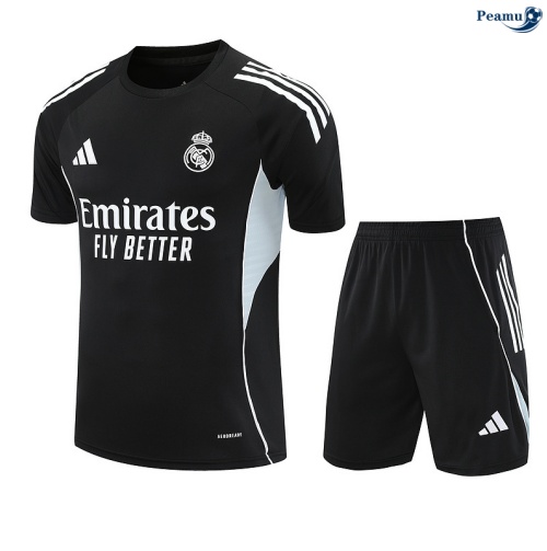 Maillot foot Kit Entrainement Real Madrid + Shorts Noir/Vert/Blanc 2025-2026 peamu 0236