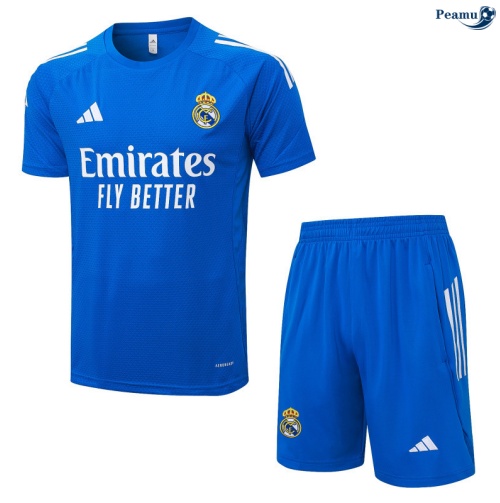 Maillot foot Kit Entrainement Real Madrid + Shorts Bleu/Blanc 2025-2026 peamu 0243