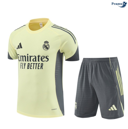 Maillot foot Kit Entrainement Real Madrid + Shorts Jaune/Bleu Marine 2025-2026 peamu 0244