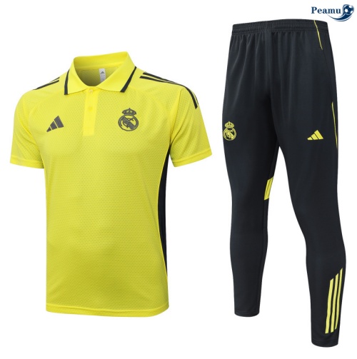 Maillot foot Kit Entrainement Real Madrid Polo + Pantalon Jaune/Noir 2025-2026 peamu 0246