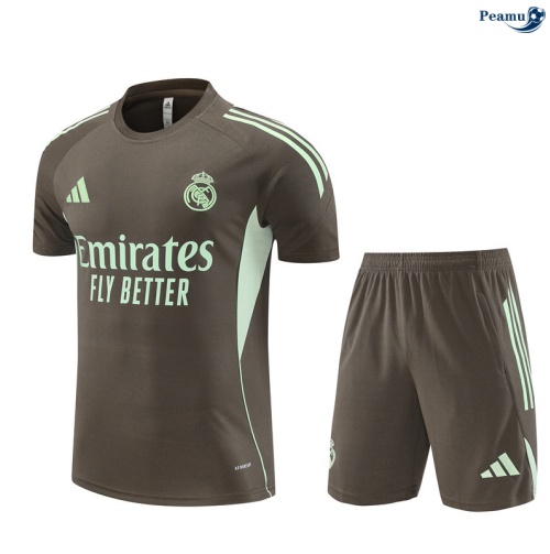 Maillot foot Kit Entrainement Real Madrid + Shorts Kaki 2025-2026 peamu 0250