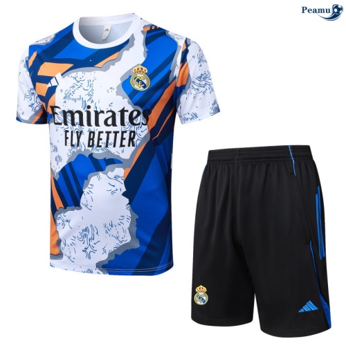 Maillot foot Kit Entrainement Real Madrid + Shorts Noir/Blanc 2025-2026 peamu 0256