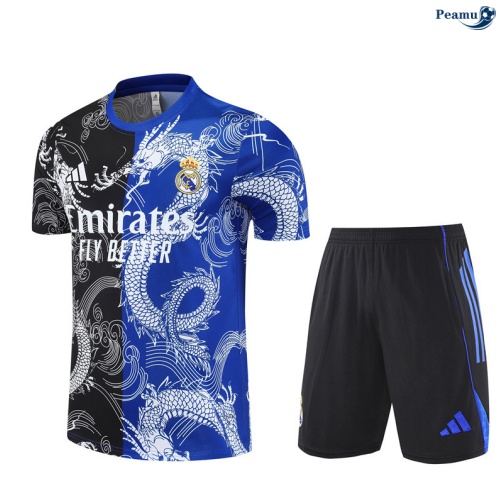 Maillot foot Kit Entrainement Real Madrid + Shorts Noir/Bleu 2025-2026 peamu 0257