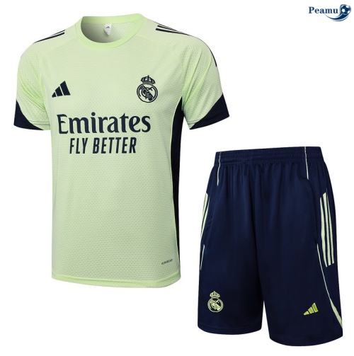 Maillot foot Kit Entrainement Real Madrid + Shorts Vert/Bleu Marine 2025-2026 peamu 0263