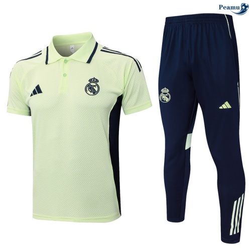Maillot foot Kit Entrainement Real Madrid Polo + Pantalon Vert/Bleu Marine 2025-2026 peamu 0264