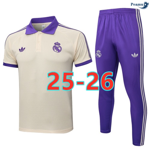 Maillot foot Kit Entrainement Real Madrid Polo + Pantalon abricot/Violet 2025-2026 peamu 0273