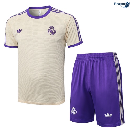 Maillot foot Kit Entrainement Real Madrid + Shorts abricot/Violet 2025-2026 peamu 0274