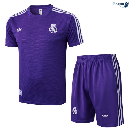 Maillot foot Kit Entrainement Real Madrid + Shorts violet/Blanc 2025-2026 peamu 0277