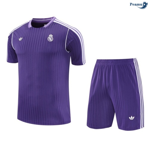 Maillot foot Kit Entrainement Real Madrid + Shorts violet/Blanc 2025-2026 peamu 0278