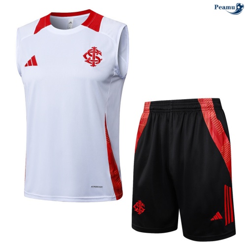 Maillot foot Kit Entrainement SC Internacional Debardeur + Shorts Blanc/Noir/Rouge 2025-2026 peamu 0073