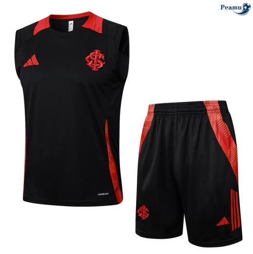Maillot foot Kit Entrainement SC Internacional Debardeur + Shorts Noir/Rouge 2025-2026 peamu 0074