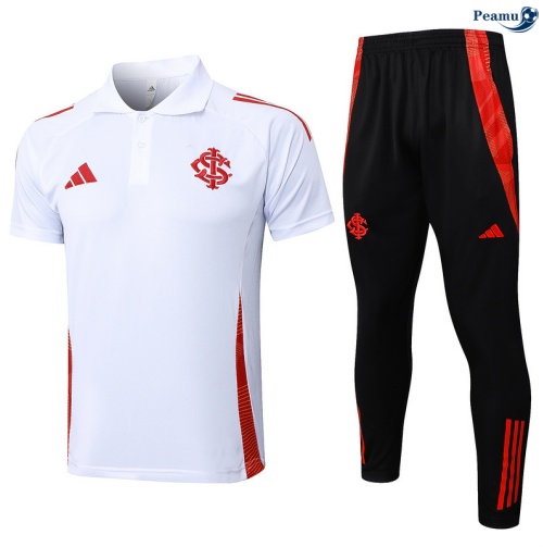 Maillot foot Kit Entrainement SC Internacional Polo + Pantalon Blanc/Noir 2025-2026 peamu 0075